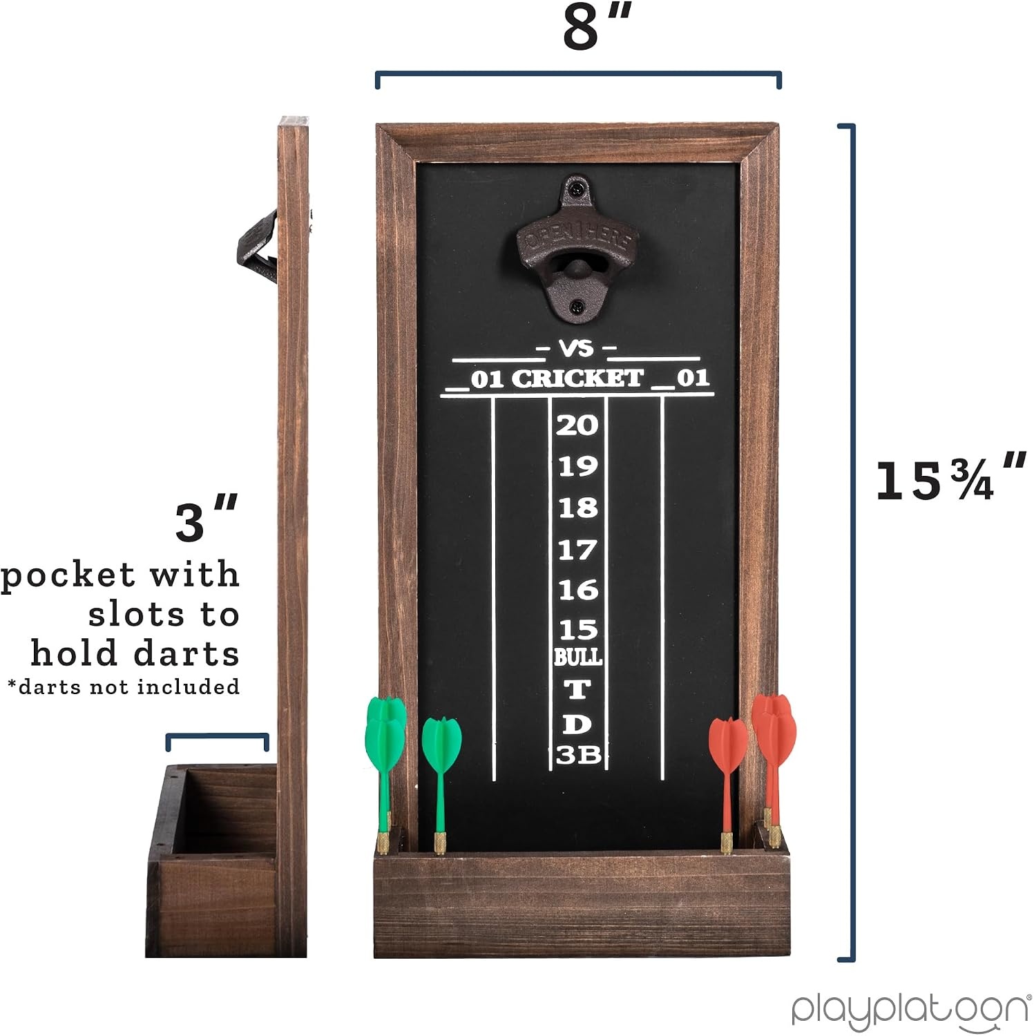 Play Platoon Dart Scoreboard & Darts Holder Wall Mount – Wood Score Board, Professional Darts Accessories, Dart Holder(15.75 x 8 inch)