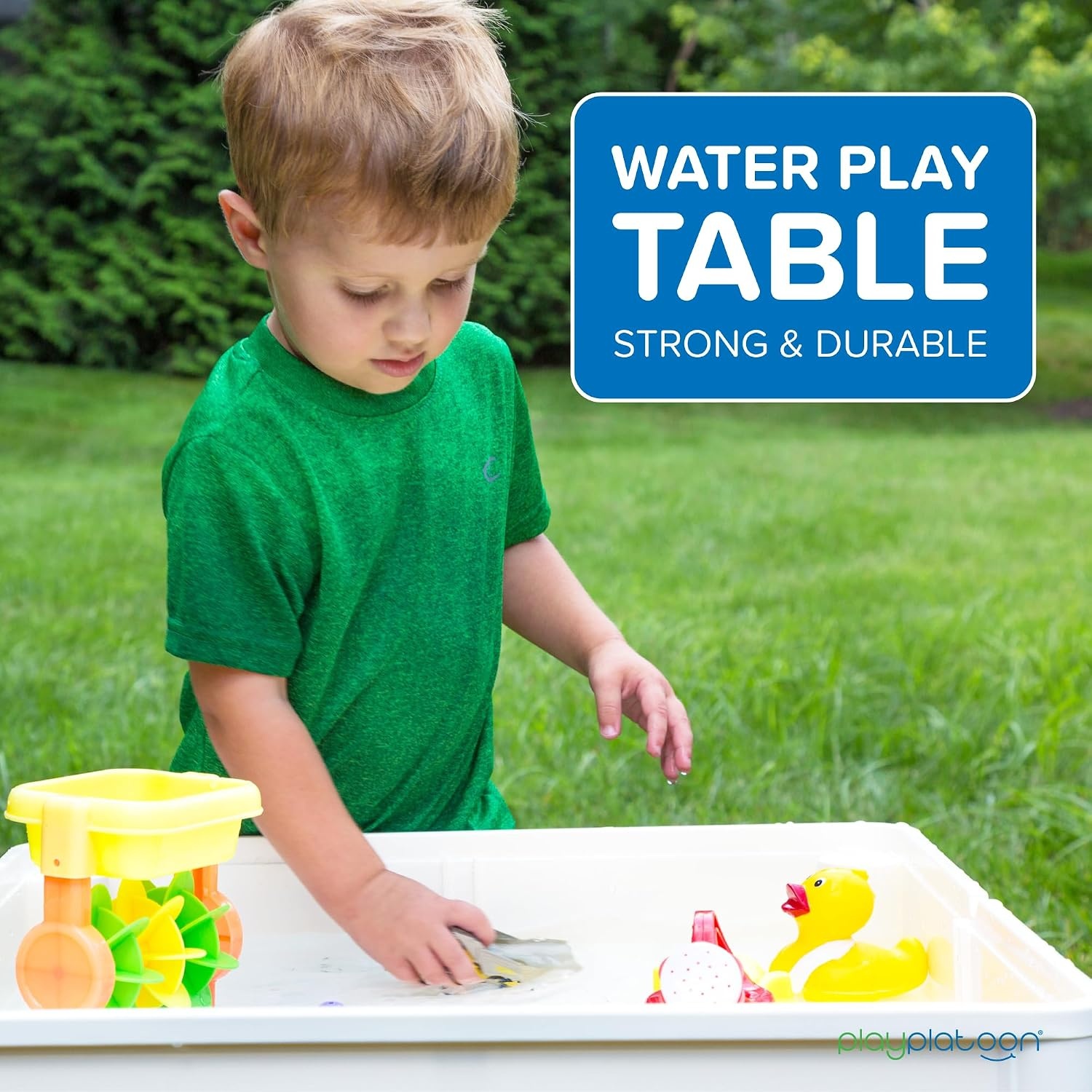 Play Platoon 5 in 1 Kids Activity Table and Chair Set for Toddlers, Building Block, Craft & Sensory Tables for Toddlers with 2 Chairs & 25 XL Blocks – Yellow Red Green(Blue & Green) - view 4
