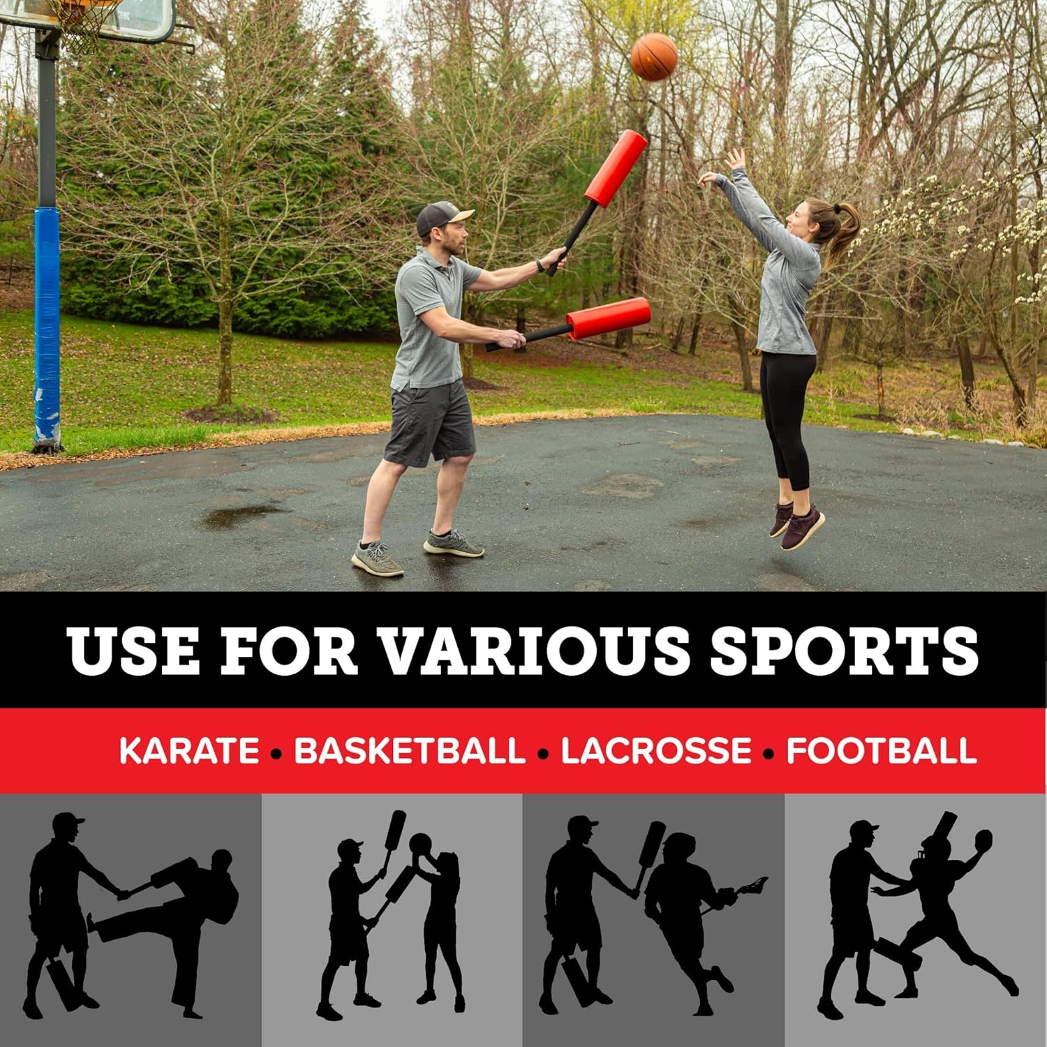 Play Platoon Padded Blocking Guards, 2 Pack Red Contact Sticks, Football Blocking Pad, Tackling Dummies for Football, Hitting Pads for Defender Simulation and Training in Basketball, Lacrosse, Boxing - view 5