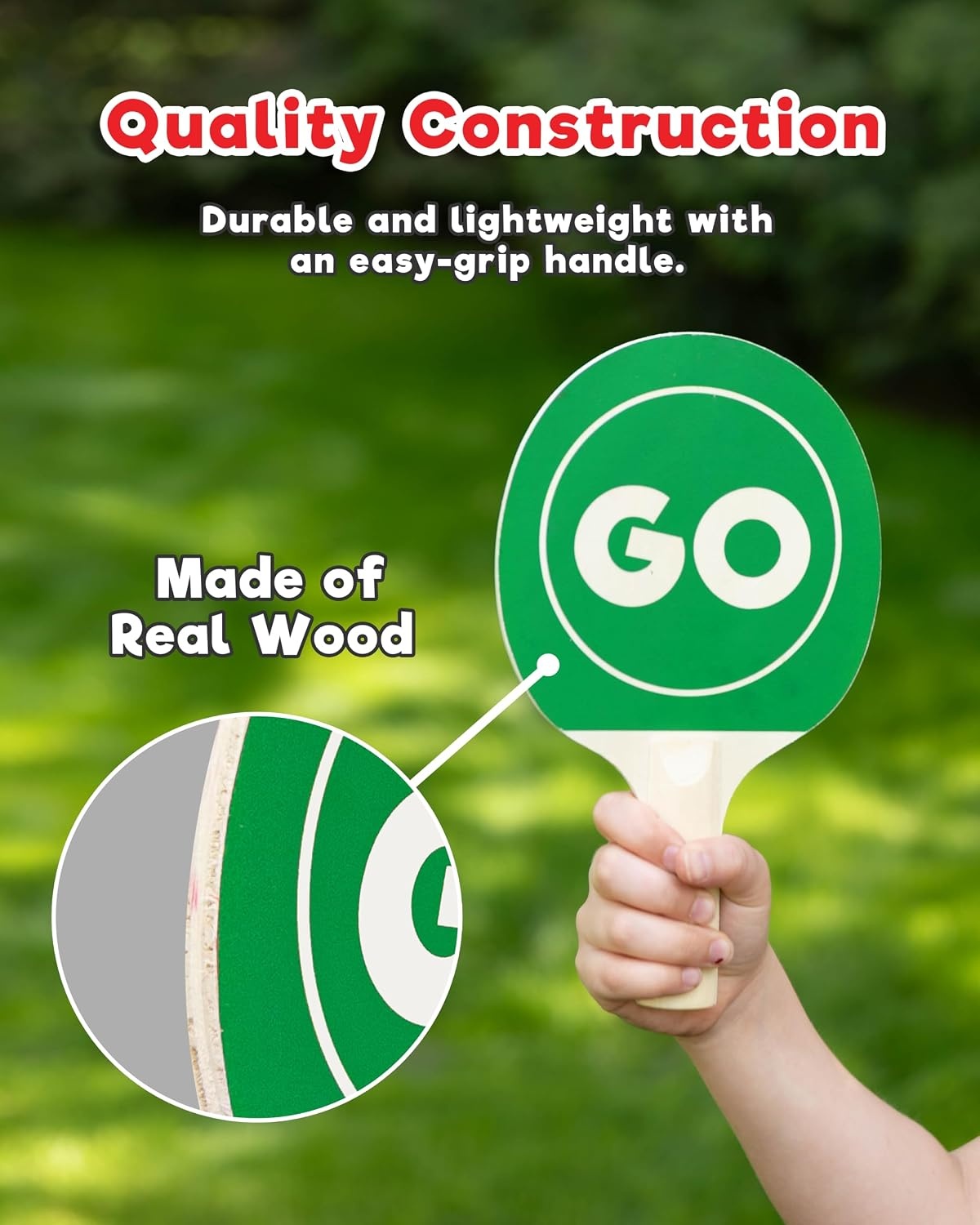 Play Platoon Red Light Green Light Game for Kids, The Traditional Original 20 Player Set with Real Wood Handle Signs or Game with Cones(Red Light Green Light) - view 3