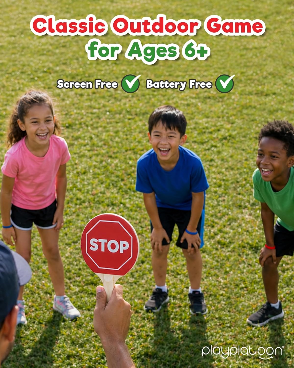 Play Platoon Red Light Green Light Game for Kids, The Traditional Original 20 Player Set with Real Wood Handle Signs or Game with Cones(Red Light Green Light) - view 5