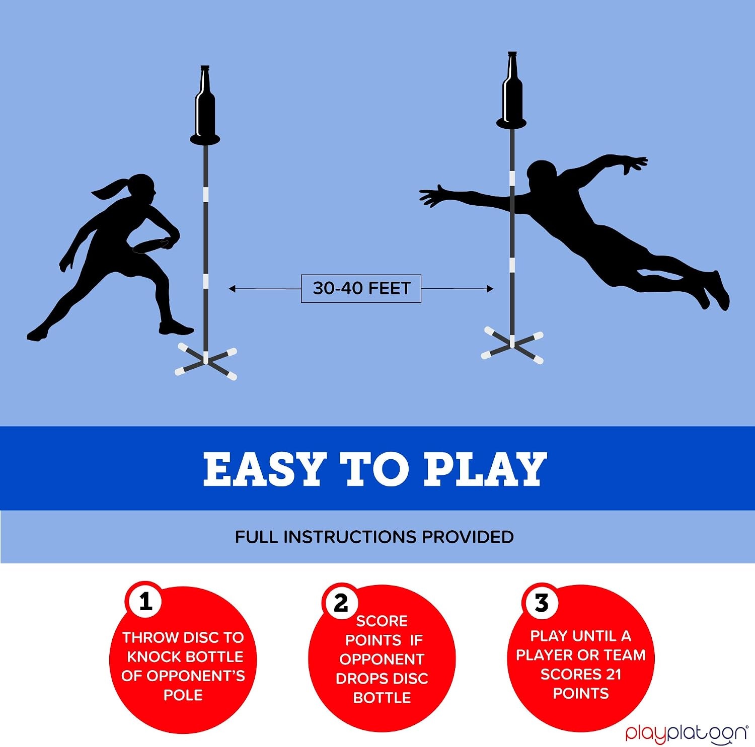 Play Platoon Bottle Jam Flying Disc Game for Teens & Adults to Play Outdoors – Yard Set Tailgate Party Game for Backyard and Beach(Traditional) - view 8