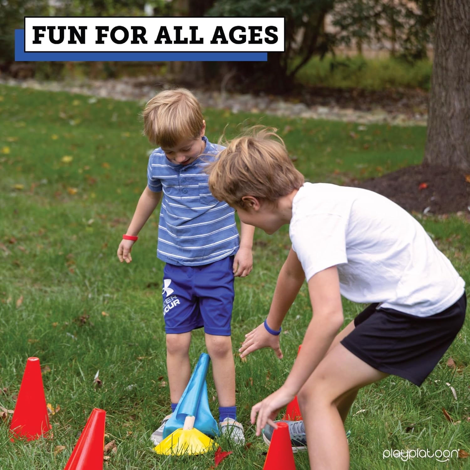 Play Platoon Red Light Green Light Game for Kids, The Traditional Original 20 Player Set with Real Wood Handle Signs or Game with Cones(Capture the Flag Set) - view 2