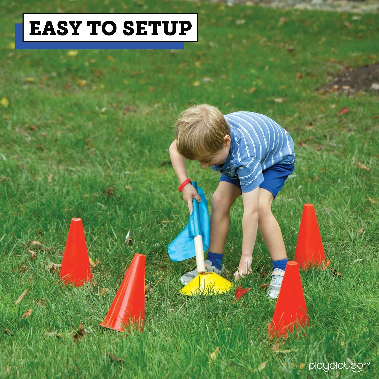 Play Platoon Red Light Green Light Game for Kids, The Traditional Original 20 Player Set with Real Wood Handle Signs or Game with Cones(Capture the Flag Set) - view 5