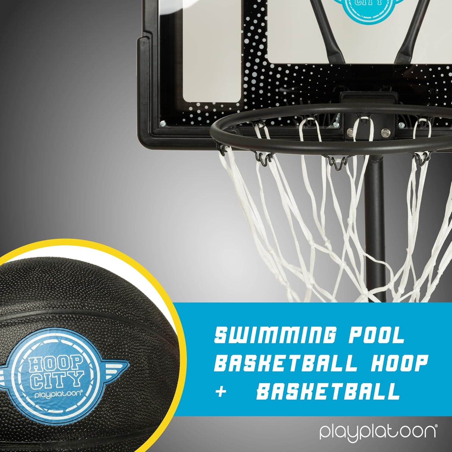 Play Platoon Swimming Pool Basketball Hoop Poolside Above Ground Games for Family – Backboard Adjustable Height 3-4 Feet, Includes PU Leather Basket Ball & Air Pump – Great for Inground Pool Deck(Large  24×32) - view 6