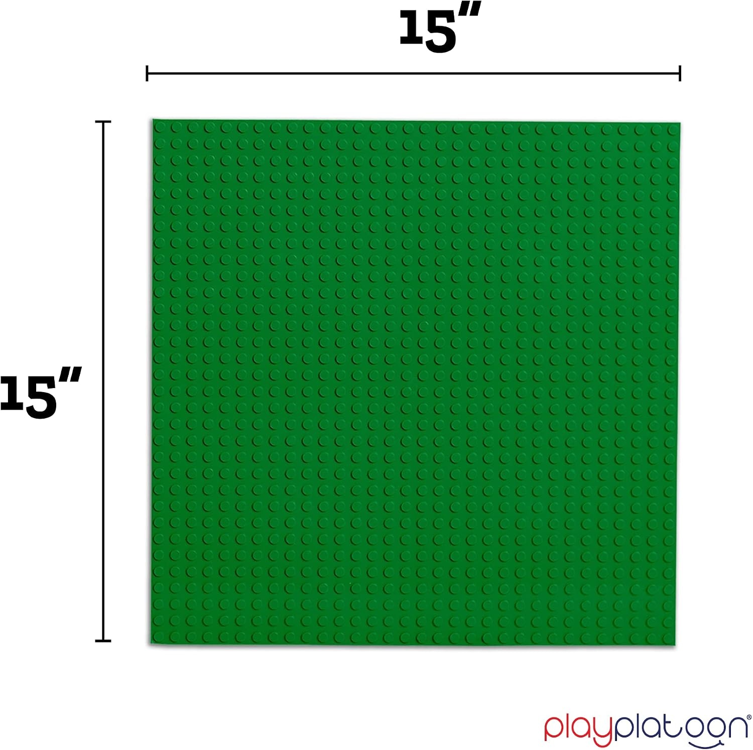 Play Platoon 15 Inch x 15 Inch Baseplate for Building Bricks – Extra Large Landscape for Building Blocks – Green Classic Platform Baseplates Compatible with All Major Brands, 2 Pack