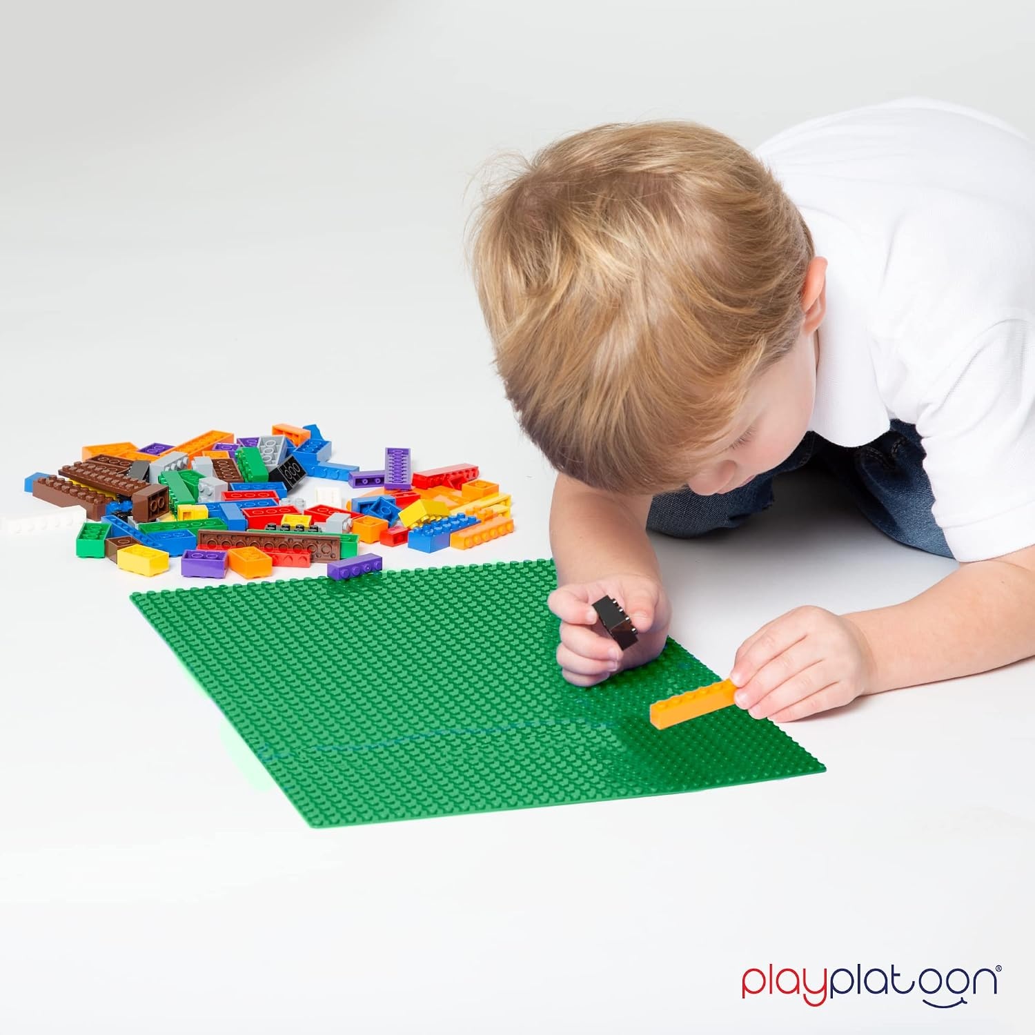 Play Platoon 15 Inch x 15 Inch Baseplate for Building Bricks – Extra Large Landscape for Building Blocks – Green Classic Platform Baseplates Compatible with All Major Brands, 2 Pack - view 5