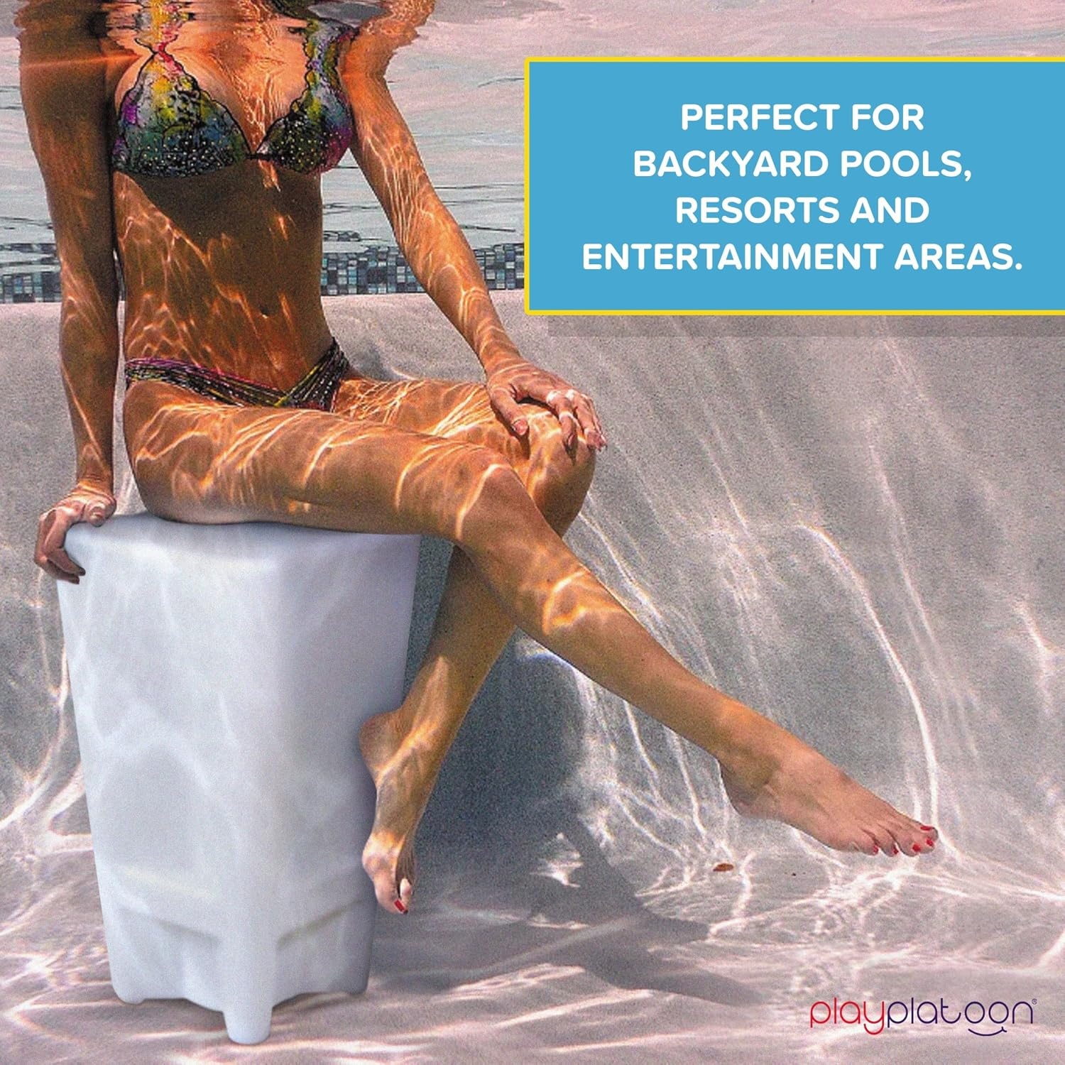 Play Platoon in Pool Chairs – 26 Inch Bar Pool Stools for Underwater – Durable PE Material is Pre-Weighted & Submersible, Great for Bar or Poolside Seats for Edge - view 2