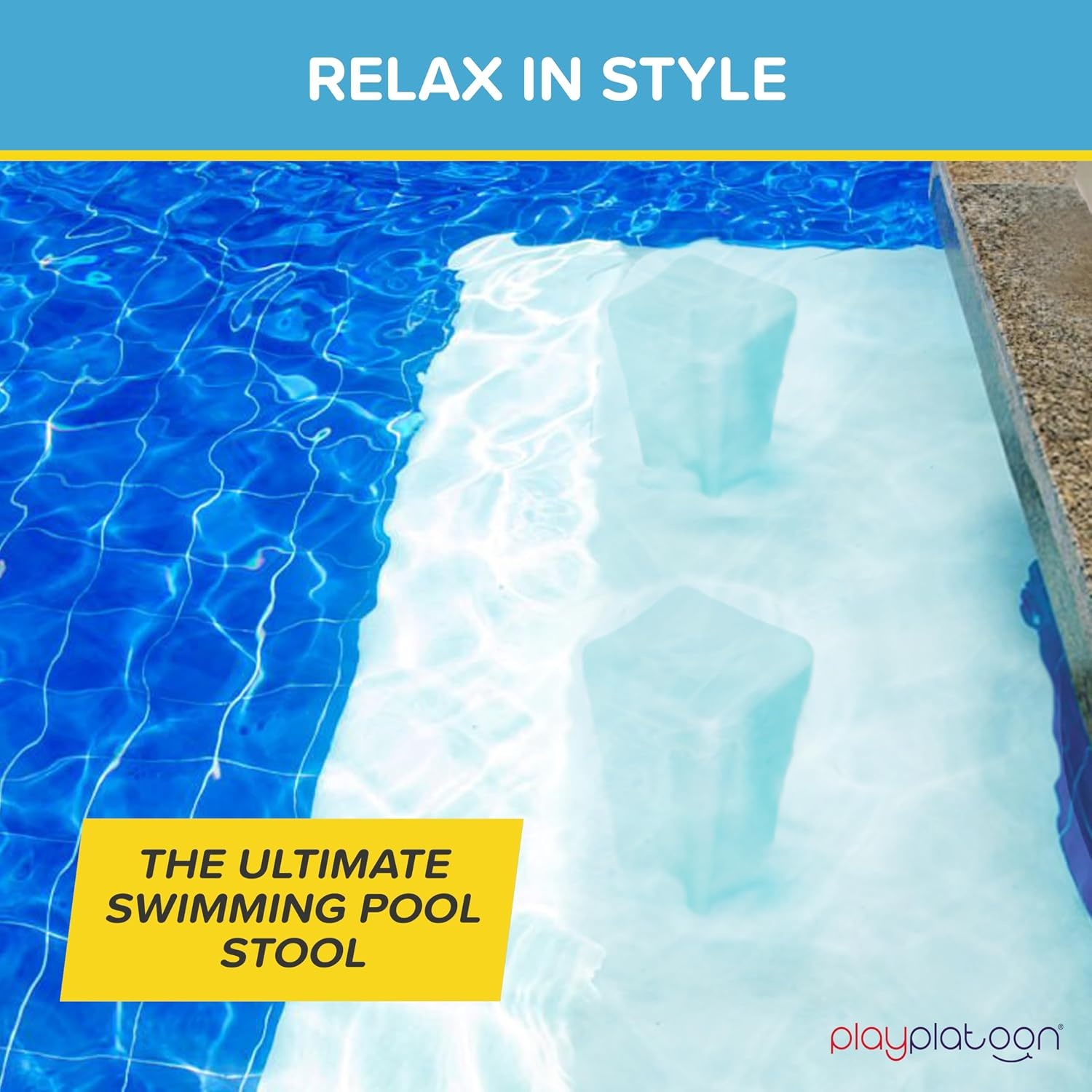 Play Platoon in Pool Chairs – 26 Inch Bar Pool Stools for Underwater – Durable PE Material is Pre-Weighted & Submersible, Great for Bar or Poolside Seats for Edge - view 4