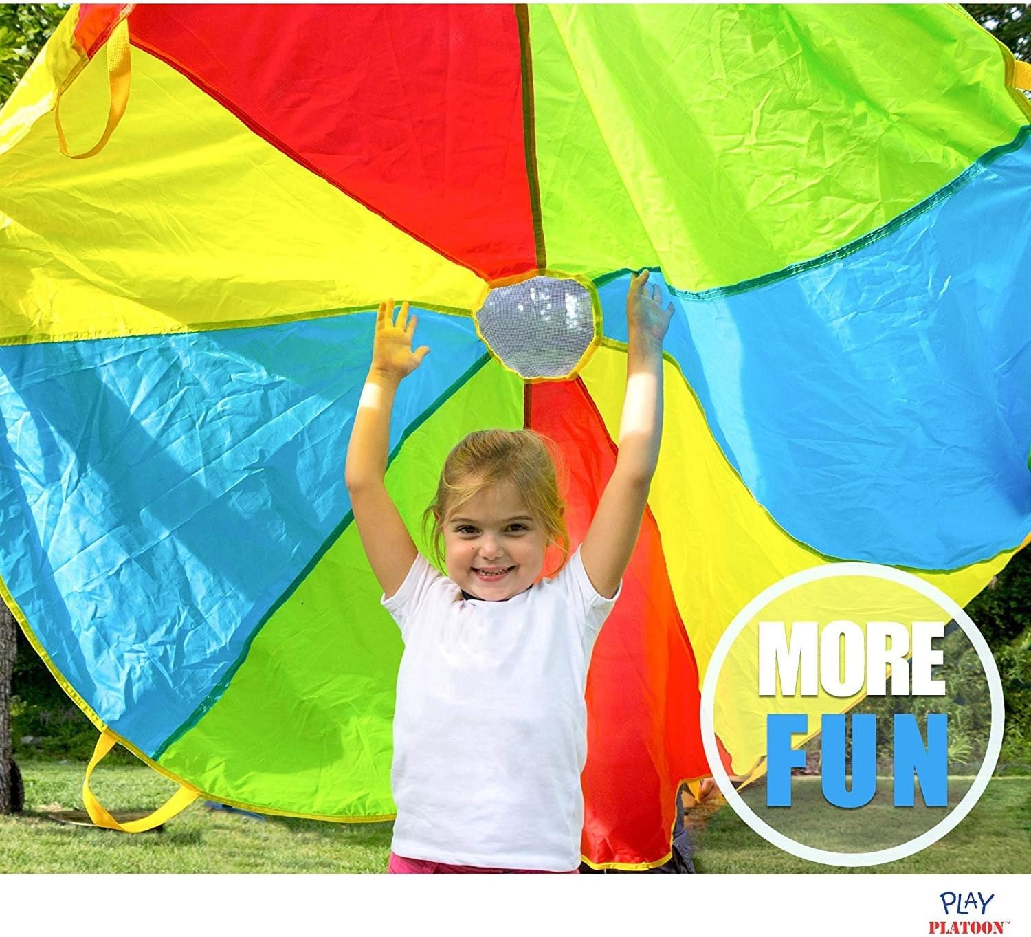 Play Platoon Rainbow Parachute Toy for Kids, 6 ft Play Parachute Game with 8 Handles, PE Equipment for Elementary School Gym Class, Backyard/Indoor Equipment(6 Foot) - view 4