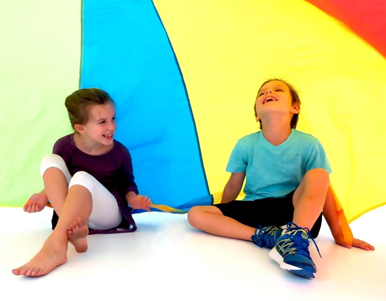 Play Platoon Rainbow Parachute Toy for Kids, 6 ft Play Parachute Game with 8 Handles, PE Equipment for Elementary School Gym Class, Backyard/Indoor Equipment(6 Foot) - view 5